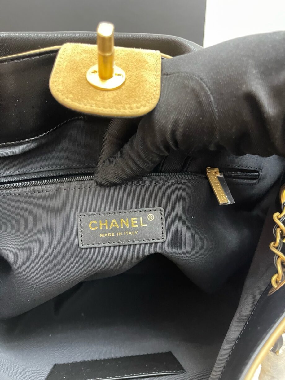 CC two tone tote bag | camel suede and black quilted leather.