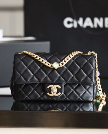 Chānēl Pearl Crush Mini Rectangular Flap Bag Black
