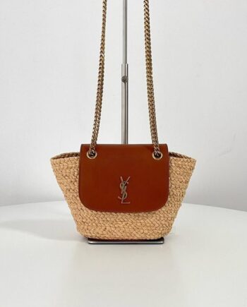 Y-S-L Mini Manon in Raffia Bag