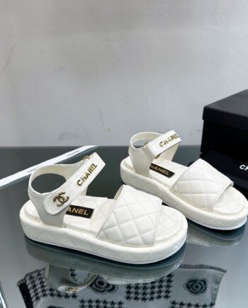 Chānēl Dad Sandals White