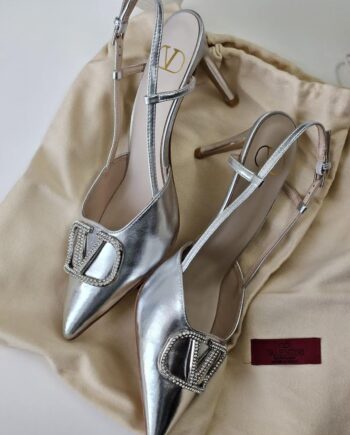 Vālēntīnō Slingback Pumps Silver