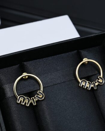 Mīū Mīū Set of Enameled Metal Earrings