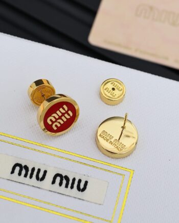 Mīū Mīū Enamelled metal earrings Red