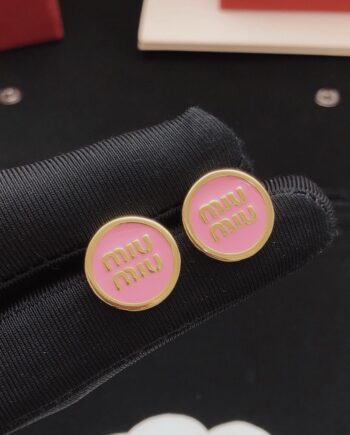 Mīū Mīū Enameled Metal Earrings Pink