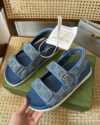 Gūccī Moritz GG Denim Sandals Light Blue